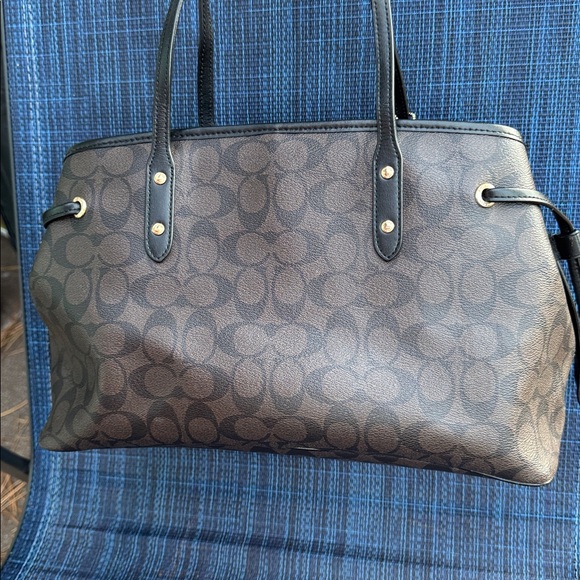 Coach Signature Brown and Black Carryall Tote - Picture 3 of 11